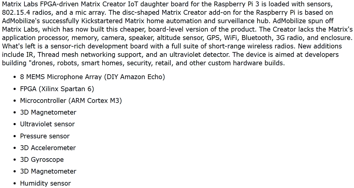 כרטיס הרחבה עבור RASPBERRY PI MATRIX CREATOR C1